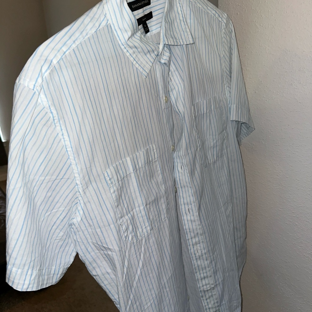 Banana republic blue striped button down